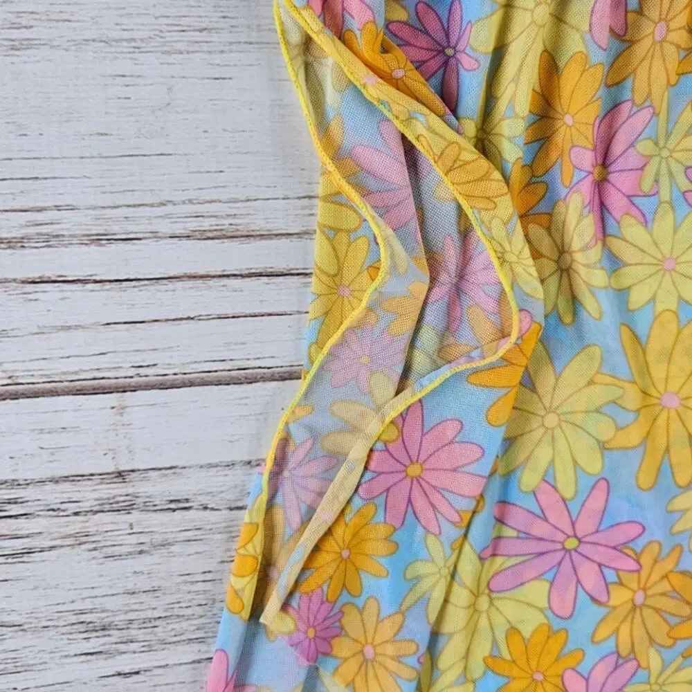 Shein Retro Floral Print Swim Coverup sz 4T